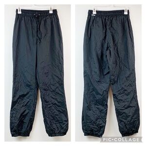Obermeyer pull on warm up black nylon shell ski, snow, rain pants EUC Vintage